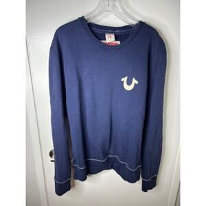 True Religion Men's Y2K Crew Neck Pullover Sweatshirt Blue ~ Size XXXL